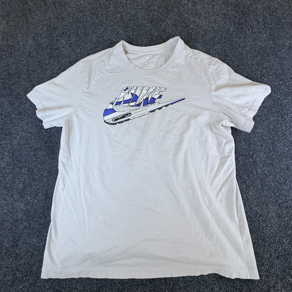 The Nike Tee Shirt Mens Large Gray Blue Logo Graphic Short Sleeve Crew Neck